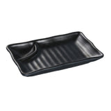 Yanco BP-4010 Black Pearl Compartment Plate 10"L X 5-1/2"W With Sauce Compartment