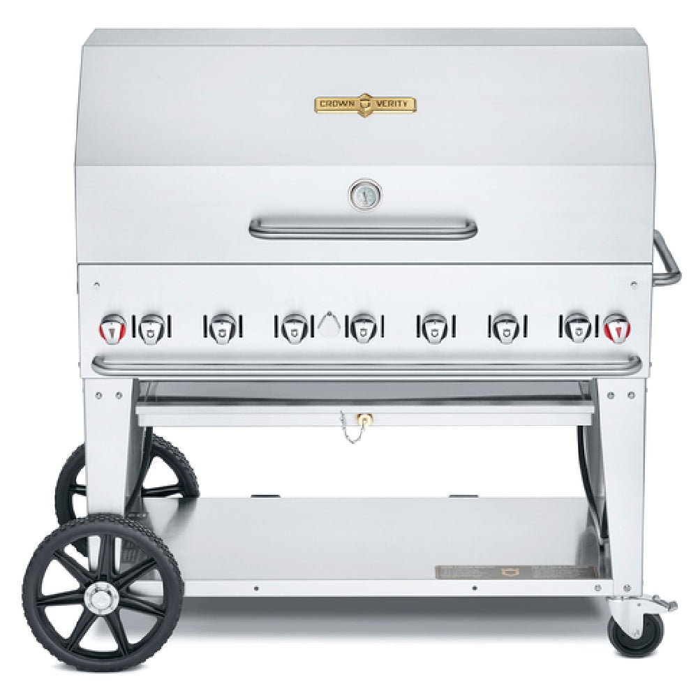 Crown Verity CV-MCB-48RDP-LP Mobile Outdoor Charbroiler LP Gas 46" X 21" Grill Area