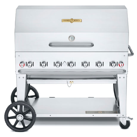 Crown Verity CV-MCB-48RDP Mobile Outdoor Charbroiler LP Or NG Gas 46" X 21" Grill Area