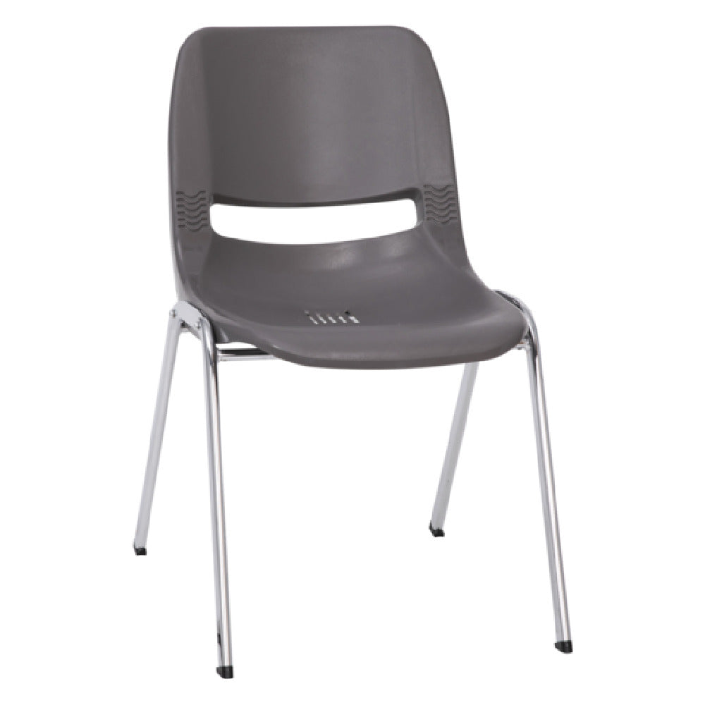 Flash Furniture RUT-18-GY-CHR-GG Hercules Series Student Shell Stacking Chair 880 Lb. Weight Capacity