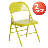 Flash Furniture 2-HF3-CITRON-GG Hercules Colorburst Series Folding Chair 300 Lb. Weight Capacity