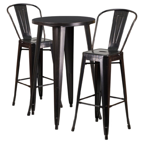 Flash Furniture CH-51080BH-2-30CAFE-BQ-GG Table And Bar Stool Set Includes (1) 24" Dia. X 41"H Table