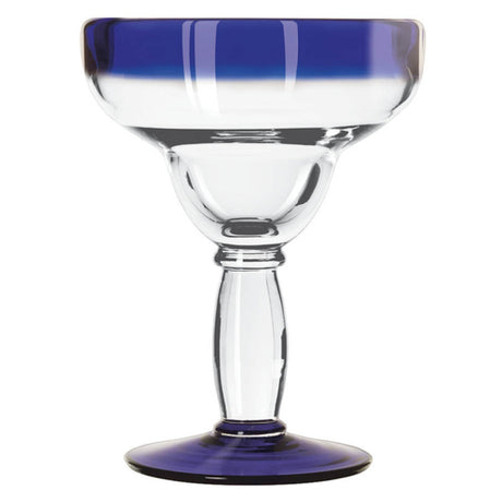 Libbey 92308 Margarita Glass 12 Oz. With Cobalt Blue Rim And Foot