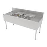 Perlick TSF60M3-DB TSF Series Underbar Multi-tank Sink Unit Three 18 Gauge Stainless Steel Compartment