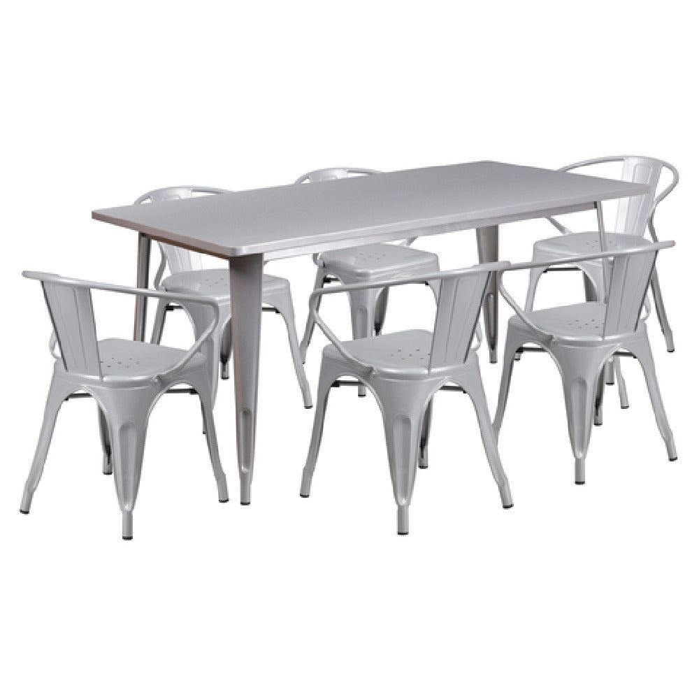 Flash Furniture ET-CT005-6-70-SIL-GG Table And Chair Set Includes (1) 63"W X 31-1/2"D X 29-1/2"H Table