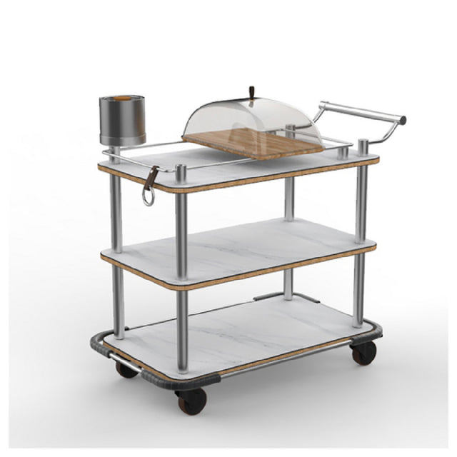 Steelite MGCRNX19CSXX Mogogo Rollin Mixology Cart With Stainless Steel Handle Heavy Duty Bumper White Carrera Ss