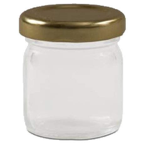 JB Prince X405 Mini Glass Jar 1.3 Oz. With Gold Plastic Screw Top Cap