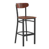 Flash Furniture XU-DG6V6B-WAL-GG Wright Bar Stool 500 Lb. Weight Capacity Wooden Seat And Boomerang Back