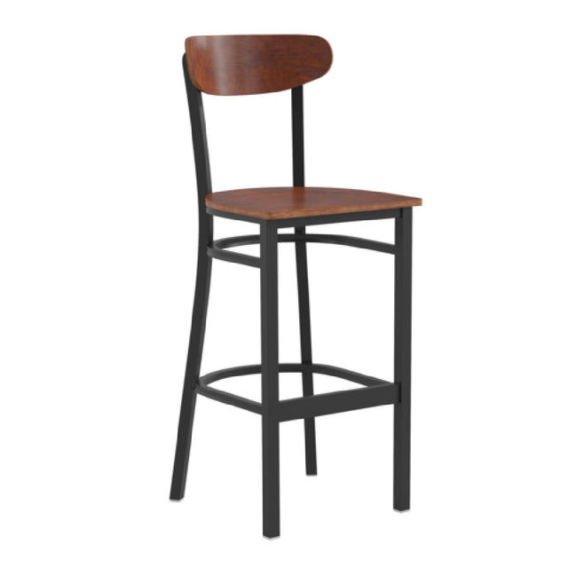 Flash Furniture XU-DG6V6B-WAL-GG Wright Bar Stool 500 Lb. Weight Capacity Wooden Seat And Boomerang Back