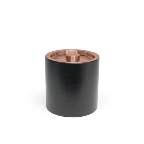 FOH RIB074BKL21 3.5qt Round London Ice Bucket Black With Rose Gold Lid Includes One RIB017BKL21-BTM 3.5qt Round London Ice Bucket Base Black