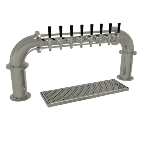 Glastender PP-8-MFR Pipe Pass-Thru Draft Dispensing Tower Countertop (8) Stainless Steel Faucets (handles Not Included)