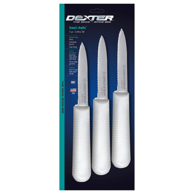Dexter Russell 15453 Sani-Safe® (S104SC-3PCP) Paring Knife 3-1/4" Scalloped Edge