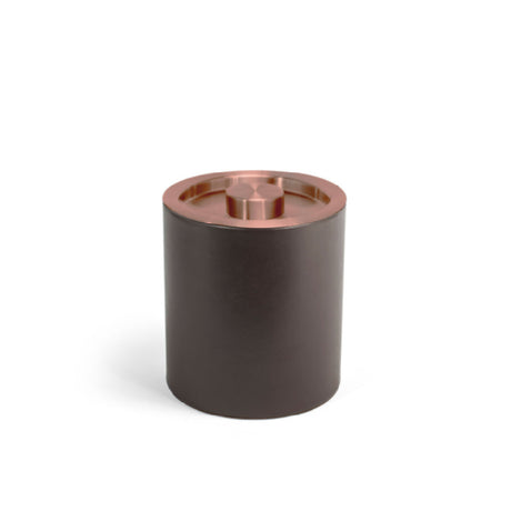 FOH RIB076BRL21 2qt Round London Ice Bucket Brown With Rose Gold Lid Includes One RIB014BRL21-BTM 2qt Round London Ice Bucket Base Brown