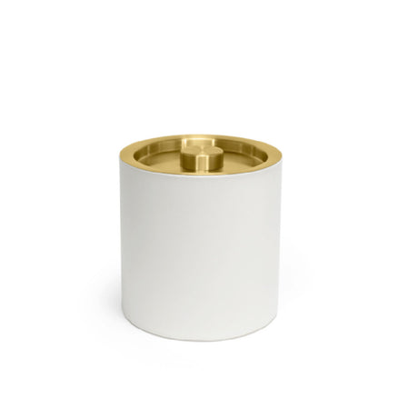 FOH RIB026WHL21 3.5qt Round London Ice Bucket White With Matte Brass Lid Includes One RIB017WHL21-BTM 3.5qt Round London Ice Bucket Base White