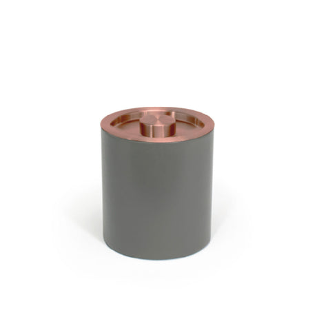 FOH RIB076GYL21 2qt Round London Ice Bucket Smoke With Rose Gold Lid Includes One RIB014GYL21-BTM 2qt Round London Ice Bucket Base Smoke