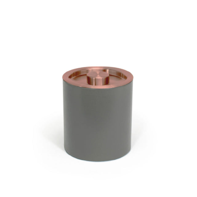 FOH RIB076GYL21 2qt Round London Ice Bucket Smoke With Rose Gold Lid Includes One RIB014GYL21-BTM 2qt Round London Ice Bucket Base Smoke