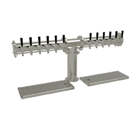 Glastender PT-12-MF Pipe Tee Draft Dispensing Tower Countertop (12) Stainless Steel Faucets (handles Not Included)
