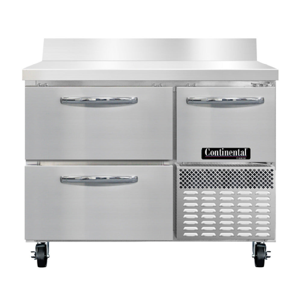 Continental Refrigerator FA43NBS-D Freezer Base Worktop Unit 43"W 300 Series Stainless Steel Work Top With 6"H Backsplash