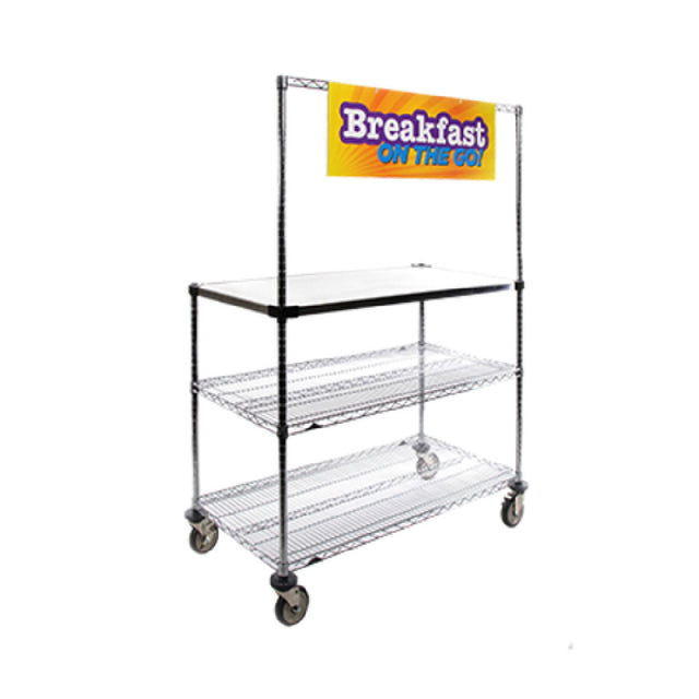 Metro GG2460 Grab N' Go Breakfast Cart 60"W X 24"D (1) Solid 304 Stainless Steel Top Shelf