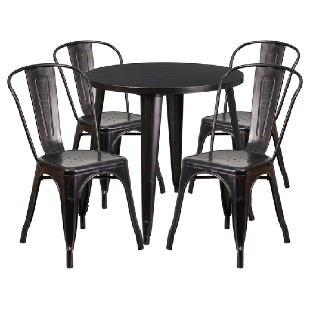 Flash Furniture CH-51090TH-4-18CAFE-BQ-GG Table And Chair Set Includes (1) 30" Dia. X 29-1/2"H Table