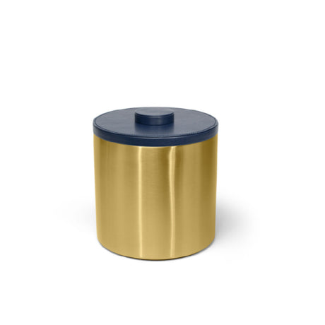 FOH RIB050GOS21 3qt Round Stainless Ice Bucket Matte Brass With London Navy Lid