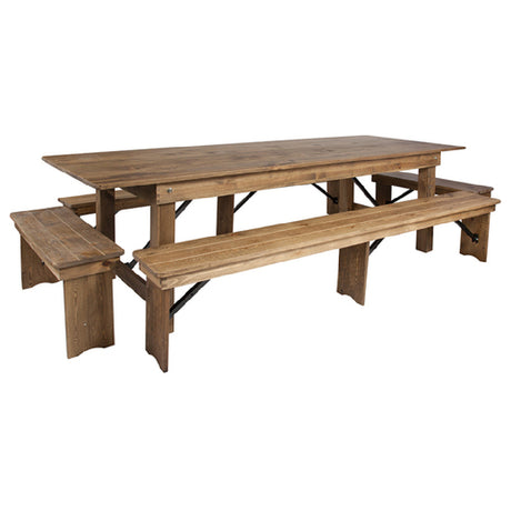 Flash Furniture XA-FARM-7-GG Hercules Series Folding Farm Table Set Antique Rustic Design