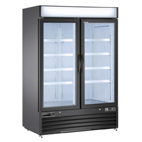 Maxximum MVMR48B Maxx Cold V-Series Merchandiser Refrigerator 54"W 48 Cu. Ft. (2) Glass Doors