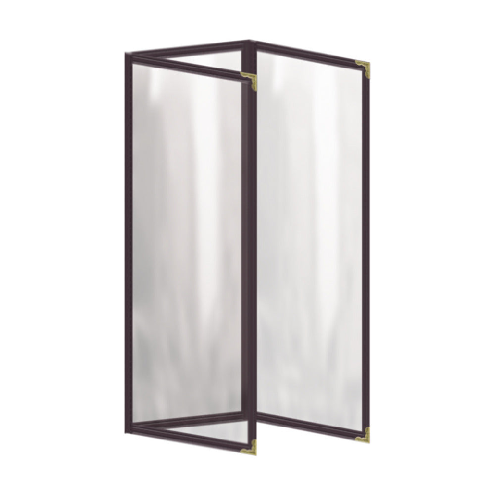 Risch TET 4.25X14 Deluxe Clear Sewn Menu Cover 4-1/4" X 14" Triple Fold-out