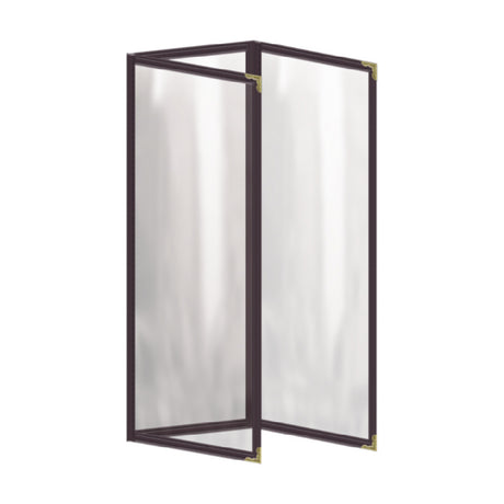 Risch TET 4.25X14 Deluxe Clear Sewn Menu Cover 4-1/4" X 14" Triple Fold-out