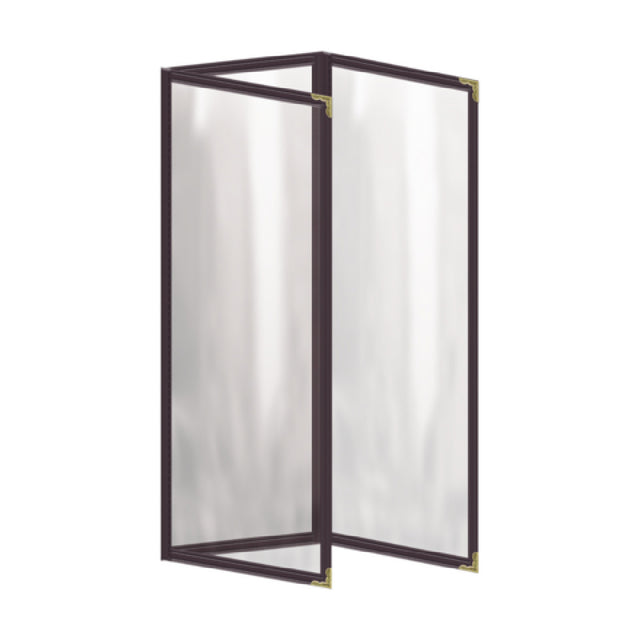Risch TET 4.25X14 Deluxe Clear Sewn Menu Cover 4-1/4" X 14" Triple Fold-out