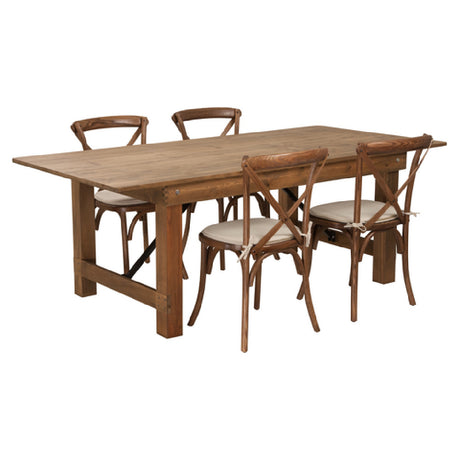 Flash Furniture XA-FARM-8-GG Hercules Series Farm Table Set Antique Rustic Design