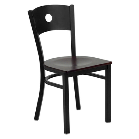 Flash Furniture XU-DG-60119-CIR-MAHW-GG Hercules Series Restaurant Chair Metal Back With Circle Cutout