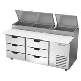 Beverage Air DPD72HC-6 Pizza Top Refrigerated Counter Two-section 72"W