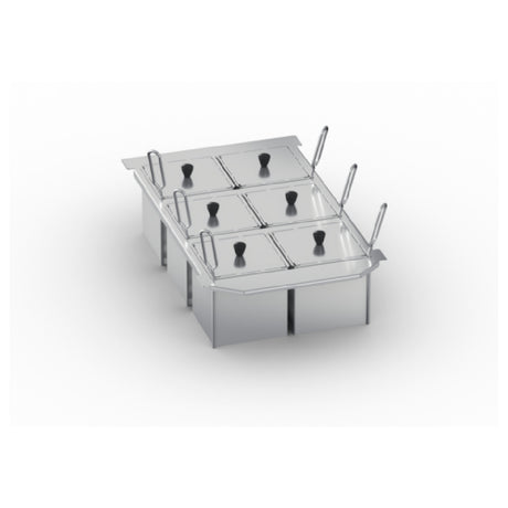 Rational 60.75.306 Portion Basket Kit Includes (6) 1/6 GN Solid Baskets With Lids And Frame