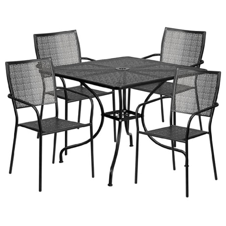 Flash Furniture CO-35SQ-02CHR4-BK-GG Patio Table Set Includes (1) Table: 35-1/2"W X 35-1/2"D X 28-3/4"H