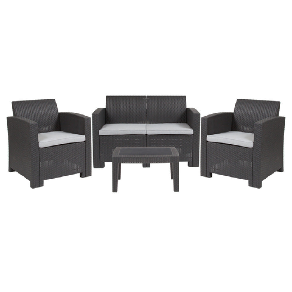 Flash Furniture DAD-SF-112T-DKGY-GG Outdoor Patio Set 4-piece (2) 26-3/4"W X 27"D X 30"H Chairs