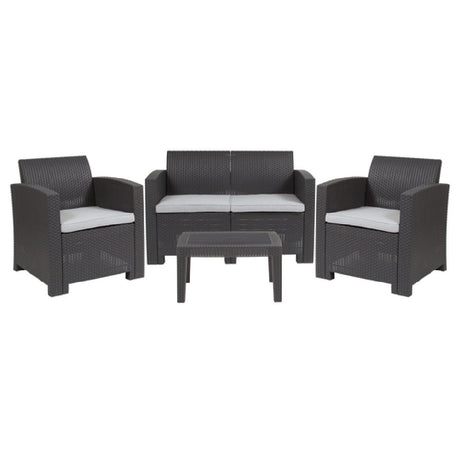 Flash Furniture DAD-SF-112T-DKGY-GG Outdoor Patio Set 4-piece (2) 26-3/4"W X 27"D X 30"H Chairs