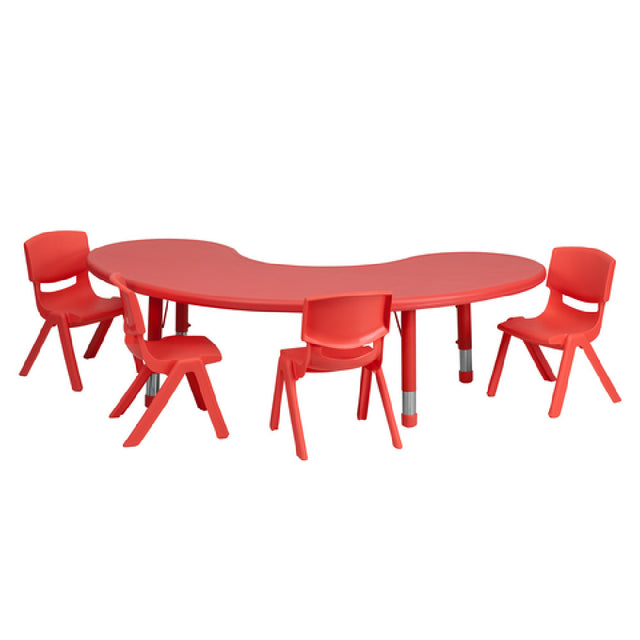 Flash Furniture YU-YCX-0043-2-MOON-TBL-RED-E-GG Preschool Activity Table Set Includes (1) Table: 35"W X 65"D X 14-1/2" 23-3/4" Adjustable Height