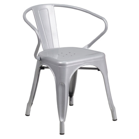 Flash Furniture CH-31270-SIL-GG Armchair 500 Lb. Weight Capacity Curved Back With Vertical Slat