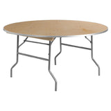 Flash Furniture XA-60-BIRCH-M-GG Heavy Duty Folding Banquet Table 60" Dia. X 30"H