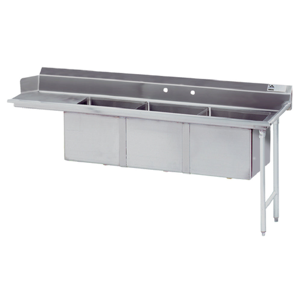 Advance Tabco DTC-3-1620-66R Dishtable With 3-compartment Sink 66”W (3) 16" X 20" X 14" Bowls