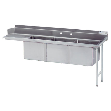 Advance Tabco DTC-3-1620-66R Dishtable With 3-compartment Sink 66”W (3) 16" X 20" X 14" Bowls