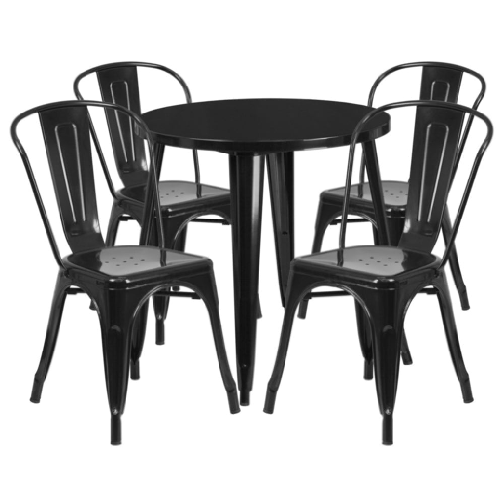 Flash Furniture CH-51090TH-4-18CAFE-BK-GG Table And Chair Set Includes (1) 30" Dia. X 29-1/2"H Table