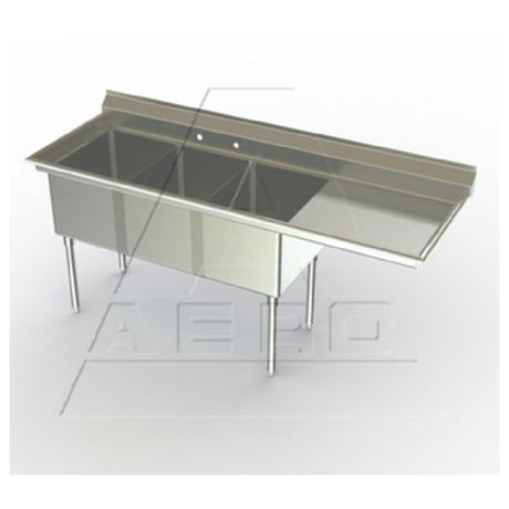 AERO Manufacturing XF3-2116-18R Delux™ Sink Three Compartment With 18" Drainboard On Right