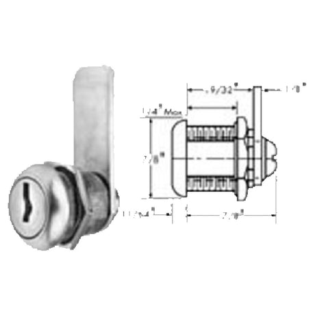 Franklin Machine Products 132-1084 Cylinder Lock 1/4" X 19/32" X 7/8" 180° Cam Action