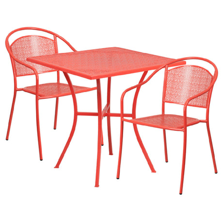 Flash Furniture CO-28SQ-03CHR2-RED-GG Patio Table Set Includes (1) Table: 28"W X 28"D X 28-1/4"H