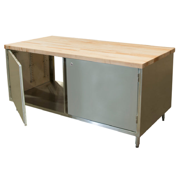 BK Resources CMT-3672HL2 Dual Access Chef Table Cabinet Base With Hinged Doors & Locks On Both Sides