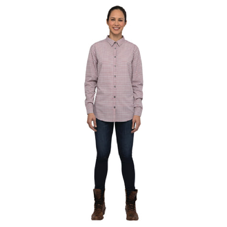 Chef Works SHC05W-CHP-L Women's Gingham Shirt Long Sleeves Contrast Fabric On Inner Sleeve Band