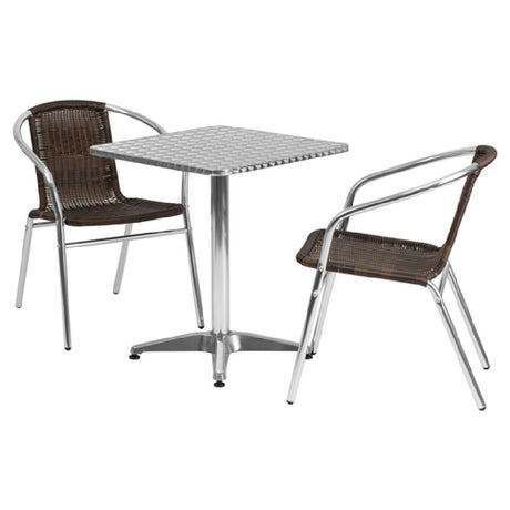 Flash Furniture TLH-ALUM-24SQ-020CHR2-GG Table & Chair Set Includes (1) 23-1/2"W X 23-1/2"D X 27-1/2"H Table