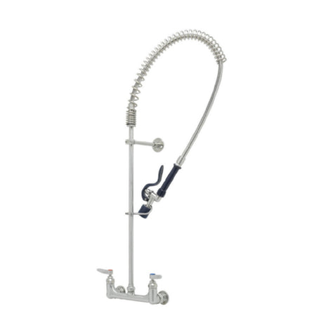 T&S Brass S-0133-BJ EverSteel Pre-Rinse Unit: 8” Wall Mount Mixing Faucet With Stainless Steel Body